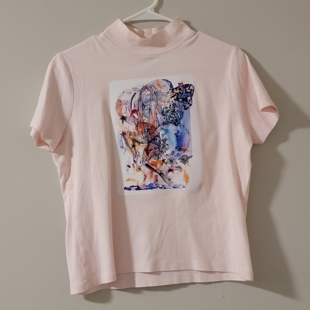L.L. Bean Artistic Print Light Pink Women's Tee